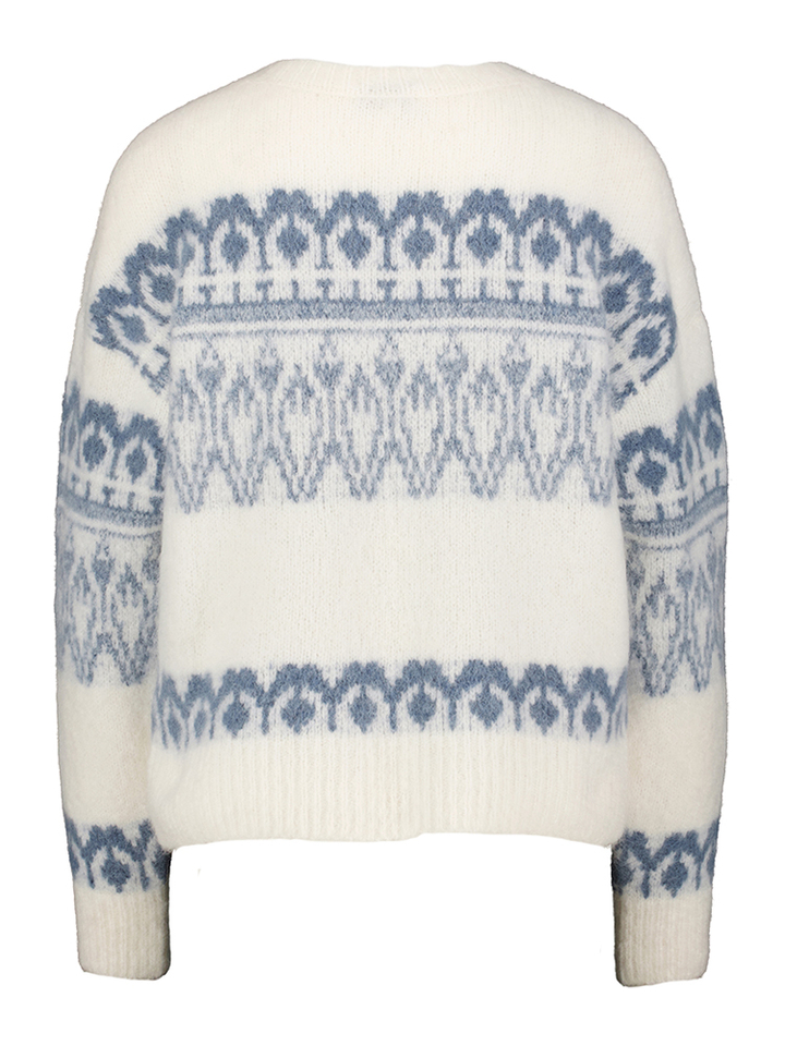 Ecrukleurige pull met blauwe print Orso Jeff