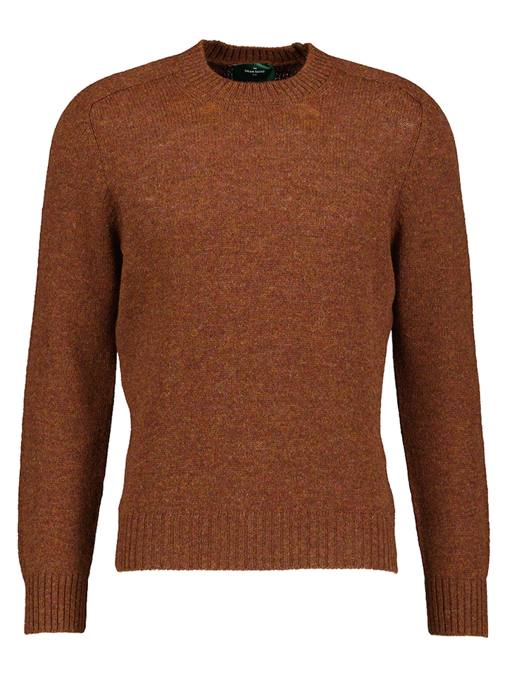 Cognac trui met ronde hals en lange mouwen Gran Sasso 