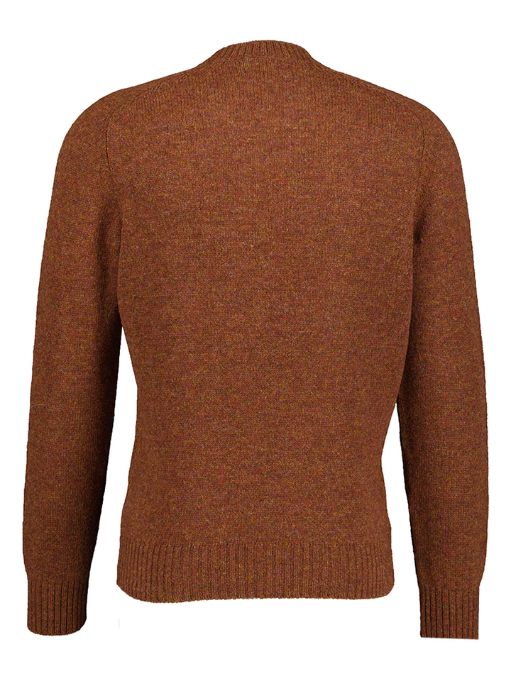Cognac trui met ronde hals en lange mouwen Gran Sasso 