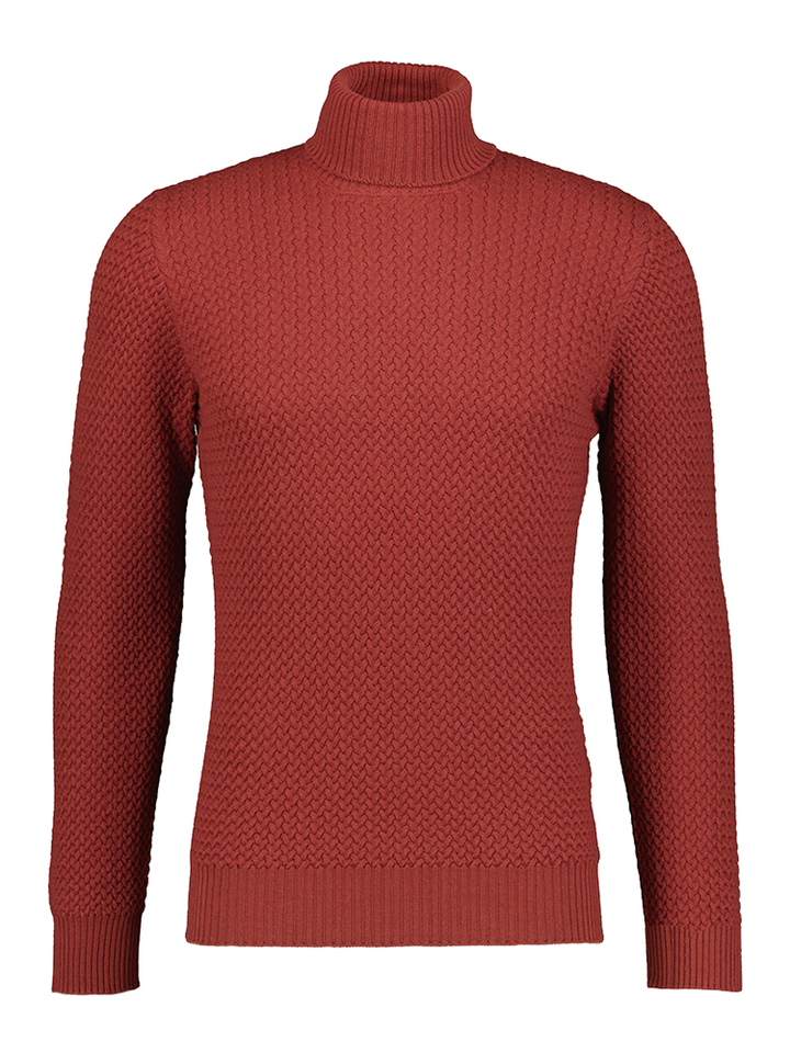 Bordeaux wollen pull met fijne structuur Gran Sasso