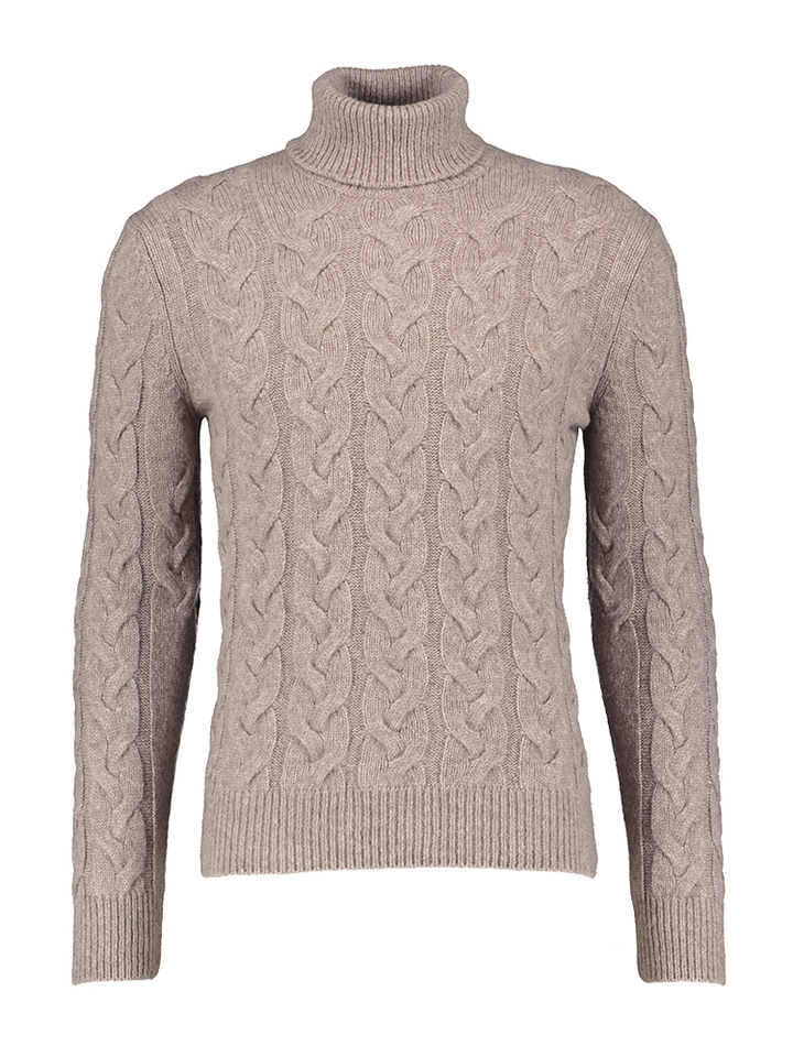 Greige wollen pull in kabelmotief Gran Sasso