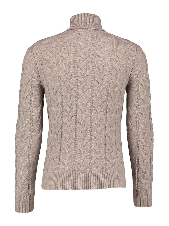 Greige wollen pull in kabelmotief Gran Sasso