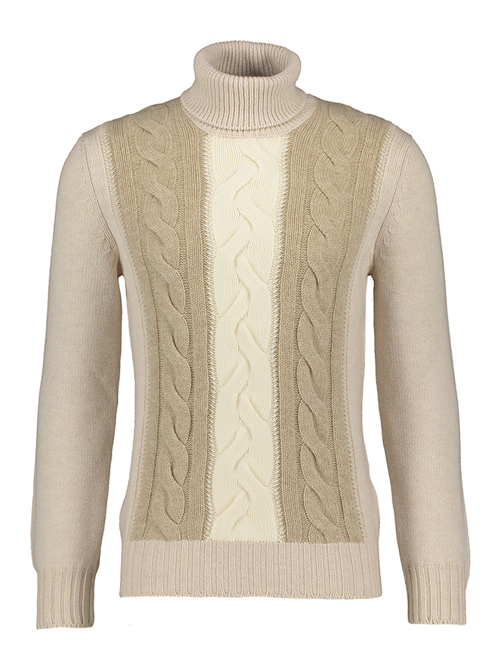 Beige pull met multicolor kabelmotief Gran Sasso 