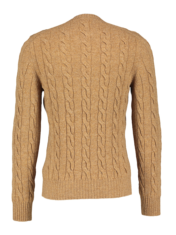Bruine wollen pull met kabelmotief Gran Sasso