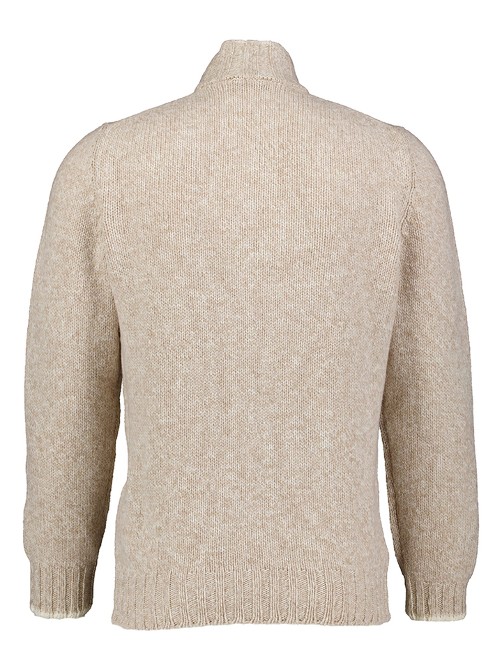 Beige pull met rechtopstaande kraag en knopen Gran Sasso 