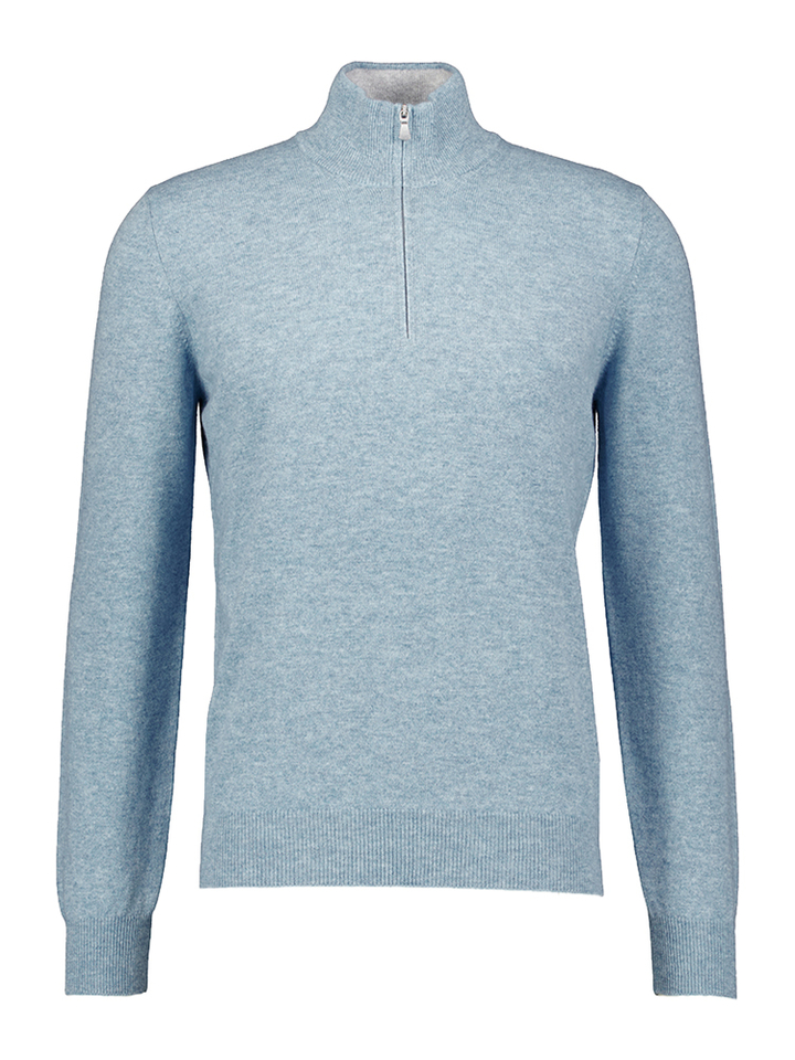 Lichtblauwe pull met rits Gran Sasso 