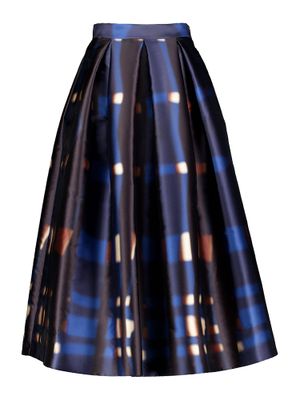 Blauwe halflange plooirok met print Luna Lunatica