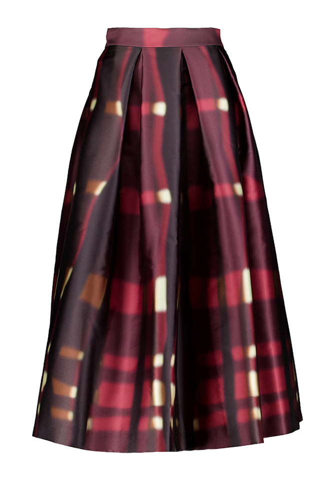 Bordeux kleurige plooirok met print Luna Lunatica 