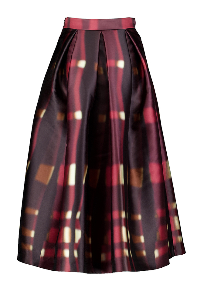 Bordeux kleurige plooirok met print Luna Lunatica 