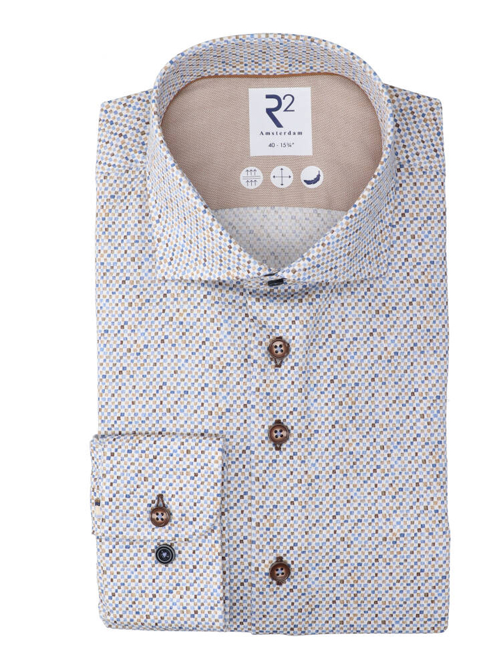 Wit katoenen hemd (regular fit) met kleurrijke details R2