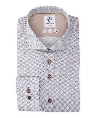 Wit katoenen hemd (regular fit) met kleurrijke details R2