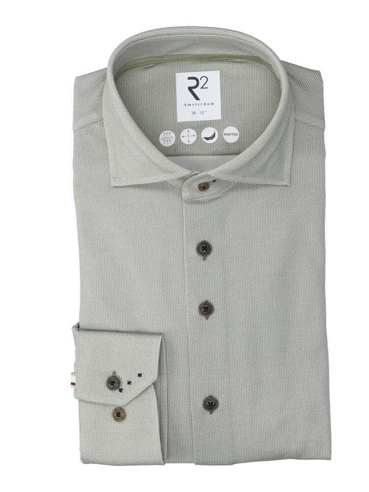 Groen katoenen hemd (regular fit) met lange mouwen R2