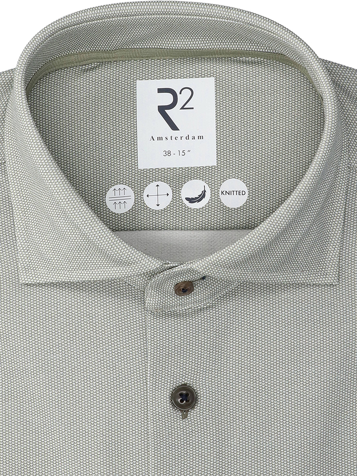 Groen katoenen hemd (regular fit) met lange mouwen R2