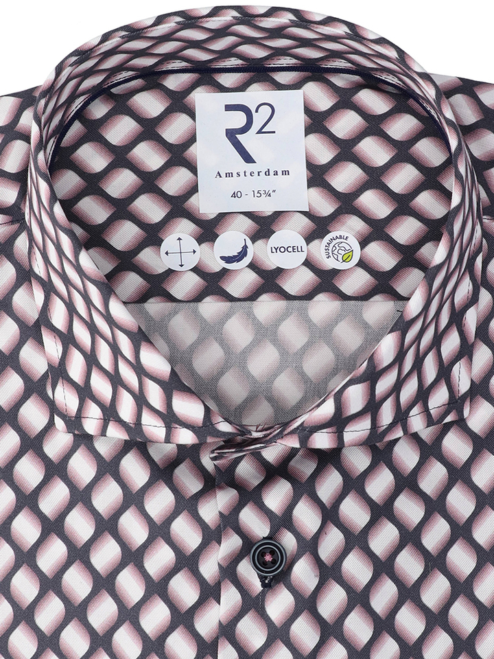 Pink katoenen hemd (regular fit) met details en lange mouwen R2