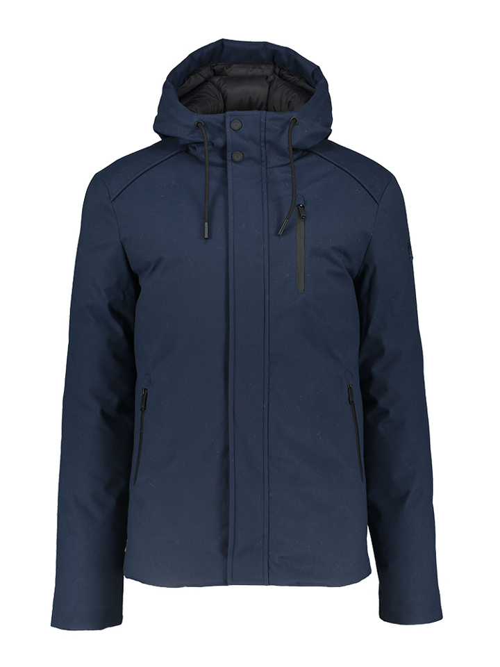 Navy jas met rits en kap Ontario Jott