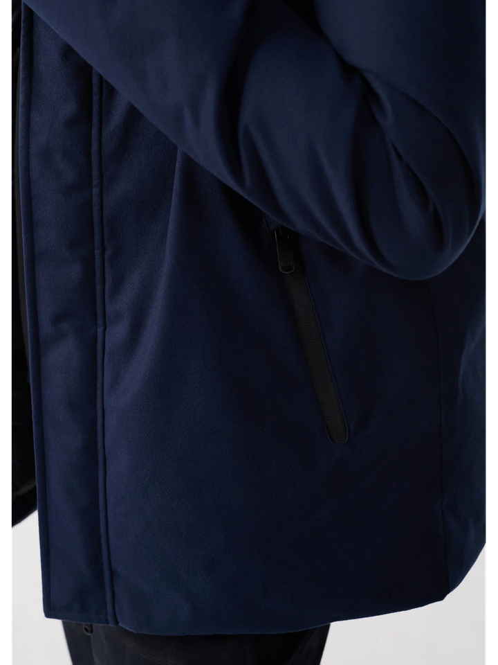 Navy jas met rits en kap Ontario Jott