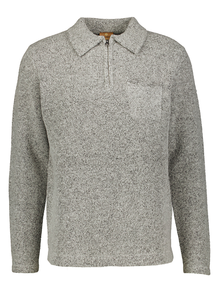 Grijze casual pull Ryan Zip Polo Mos Mosh