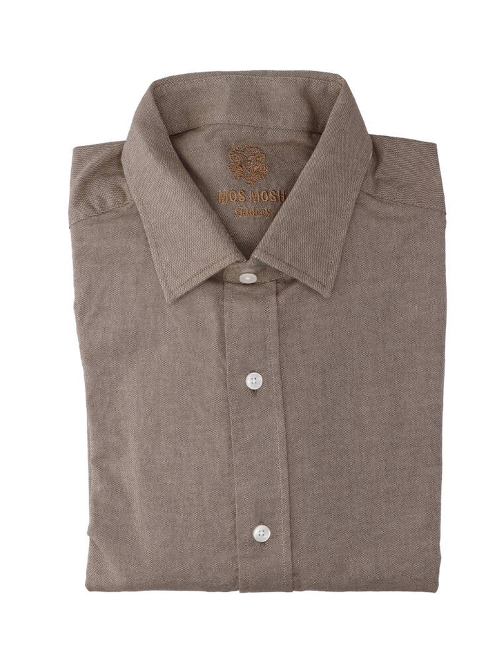 Chocoladebruin katoenen hemd (regular fit) met lange mouwen Marco Oxford Mos Mosh 