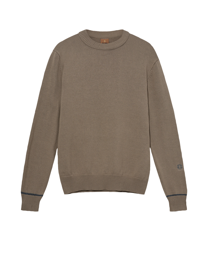 Beige casual trui met ronde hals Mos Mosh