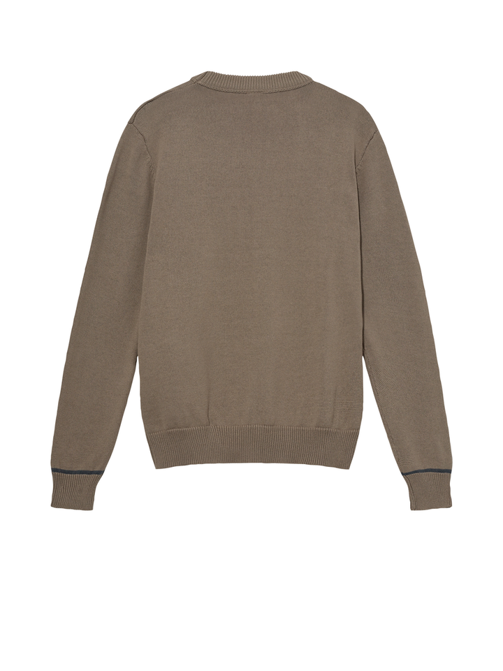 Beige casual trui met ronde hals Mos Mosh