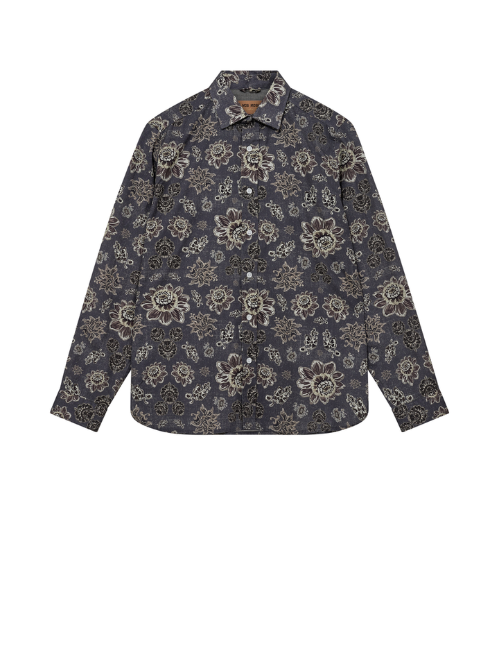 Grijs katoenen hemd (regular fit) met bloemenprint en lange mouwen Massa Kaleido Mos Mosh 