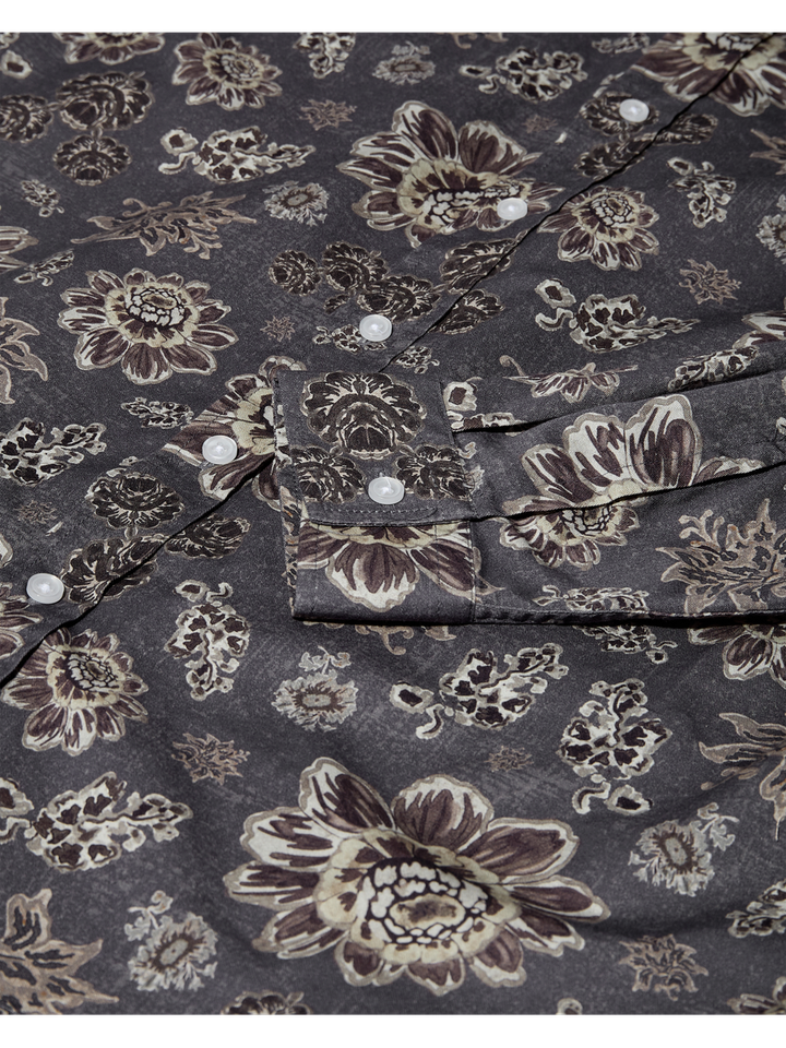 Grijs katoenen hemd (regular fit) met bloemenprint en lange mouwen Massa Kaleido Mos Mosh 