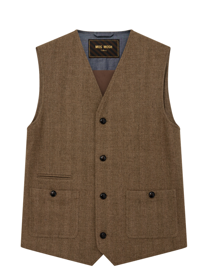 Bruine mouwloze gilet Mos Mosh