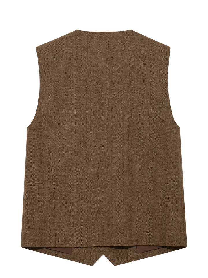 Bruine mouwloze gilet Mos Mosh