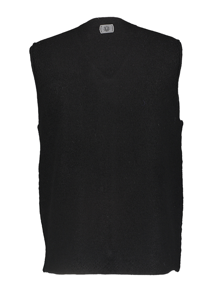 Zwarte mouwloze wollen gilet met rits Cess Ryan Boil Mos Mosh