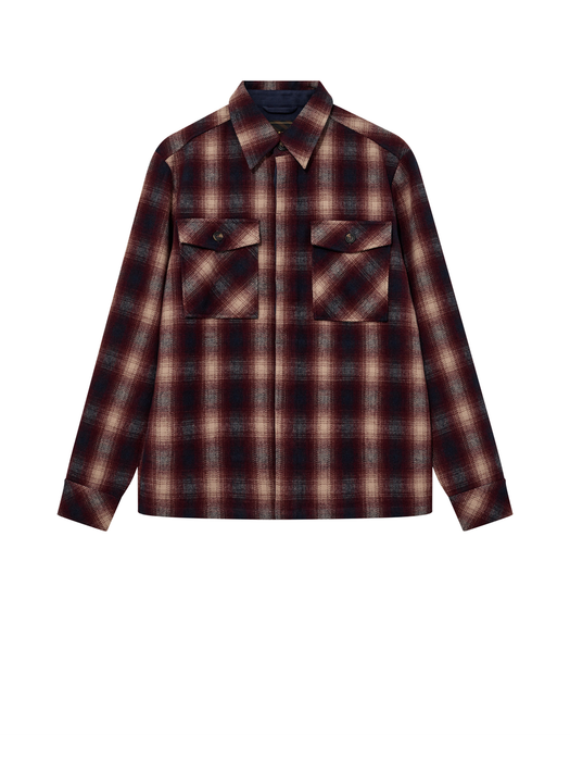 Bordeaux en blauw overhemd in ruit motief Blake Mos Mosh