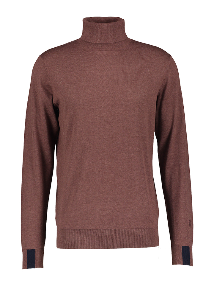 Chocolade bruine wollen pull met rolkraag Adam Mos Mosh