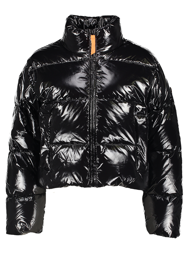 Zwarte shinny winterjas met gewatteerde details Kate Bright Gertrude 