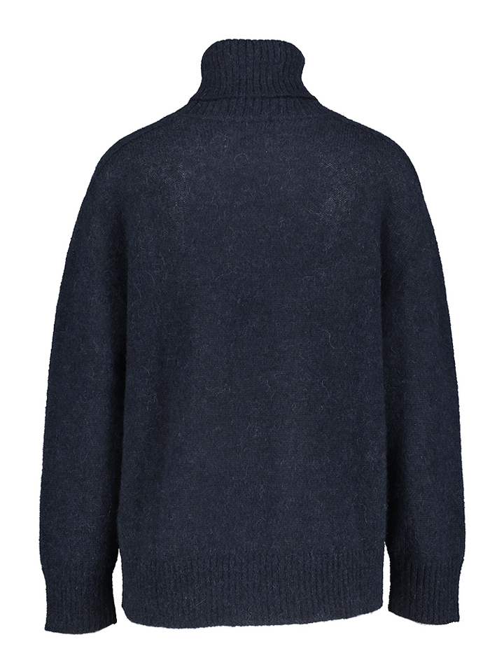 Blauwe gebreide trui met rolkraag Caribou Des Petits