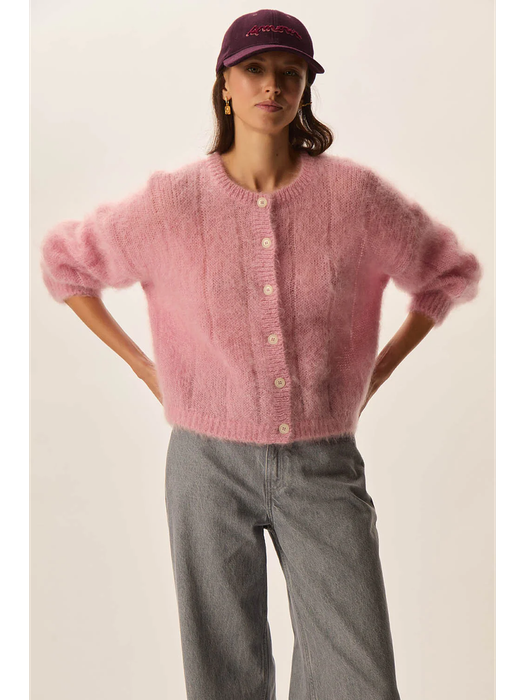 Roze gilet met knopen Chouette Des Petits Hauts