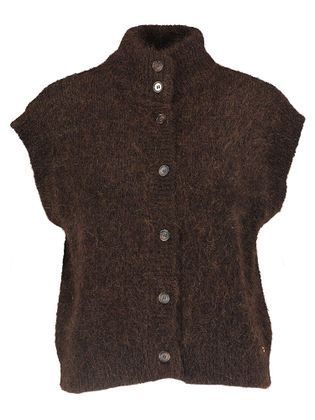 Des Petits Hauts Donkerbruine gilet zonder mouwen met knopen Alibou