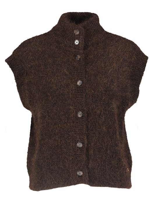 Donkerbruine gilet zonder mouwen met knopen Alibou Des Petits Hauts