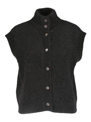 Des Petits Hauts Zwarte gilet zonder mouwen met knopen Alibou