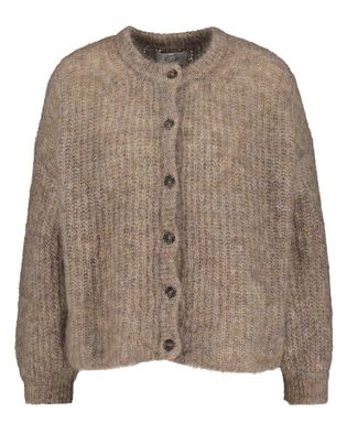 Des Petits Hauts Taupe gilet met knopen en lange mouwen Alma