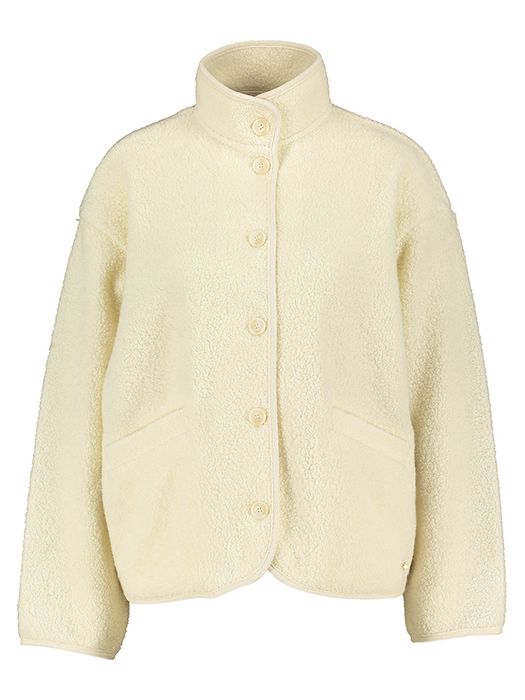 Ecru wollen jas in teddy stof Zlavina Des Petits Hauts