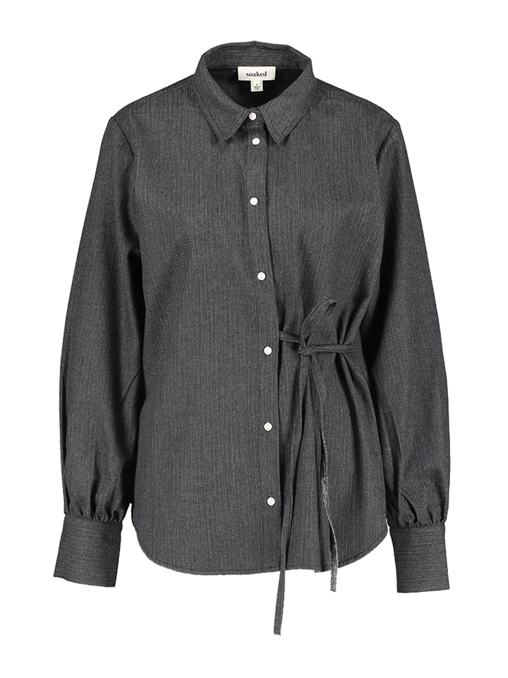Donkergrijze blouse met knoopdetail Kesja Helen Soaked in Luxury
