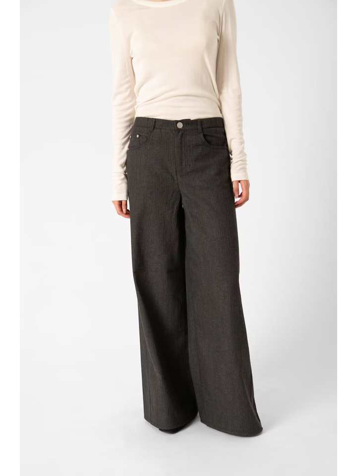 Donkergrijze wijde broek met linnen Soaked In Luxery