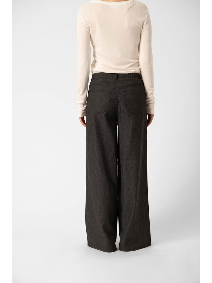 Donkergrijze wijde broek met linnen Soaked In Luxery