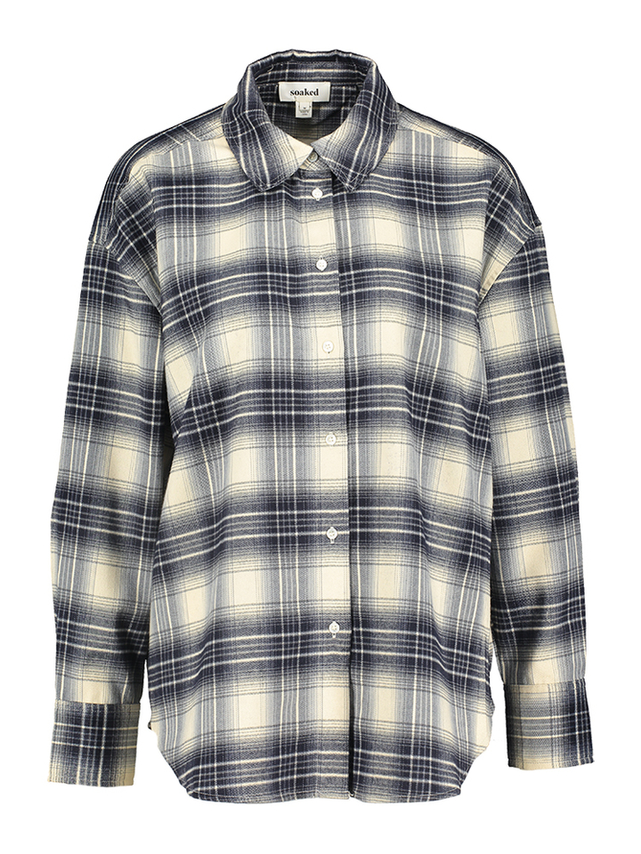 Blauw en ecru geruite hemdblouse Pamala Soaked In Luxury