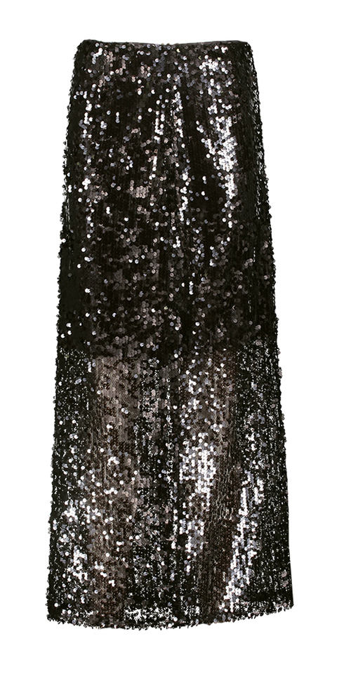 Bruine halflange rok met pailetten Cochella Skirt Soaked In Luxery