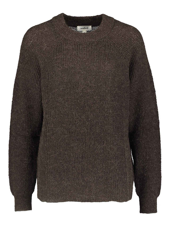 Donkerbruine wollen pull met ronde hals Tuesday Soaked In Luxury