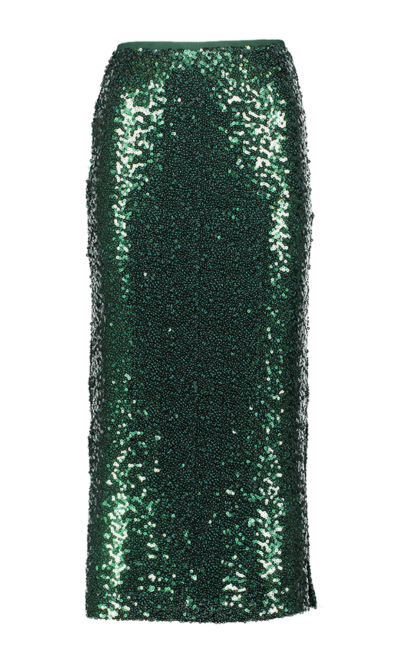 Groene halflange rol in pailletten Myra Saint Tropez