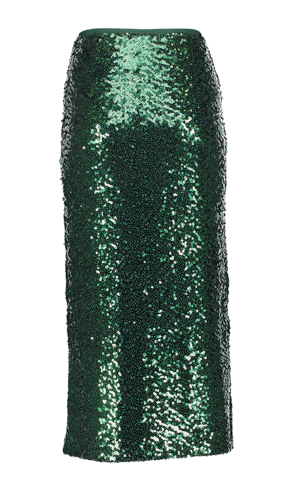 Groene halflange rol in pailletten Myra Saint Tropez