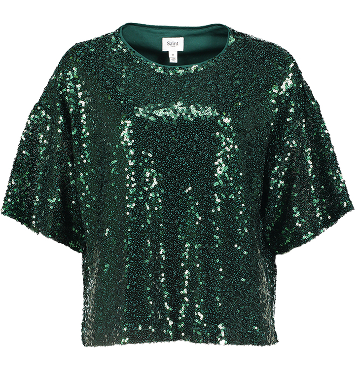 Groene blouse in pailletten Myra Saint Tropez