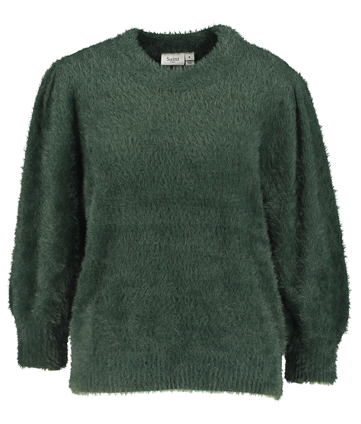 Smaragdgroene fluffy pull met ronde hals Banni Saint Tropez