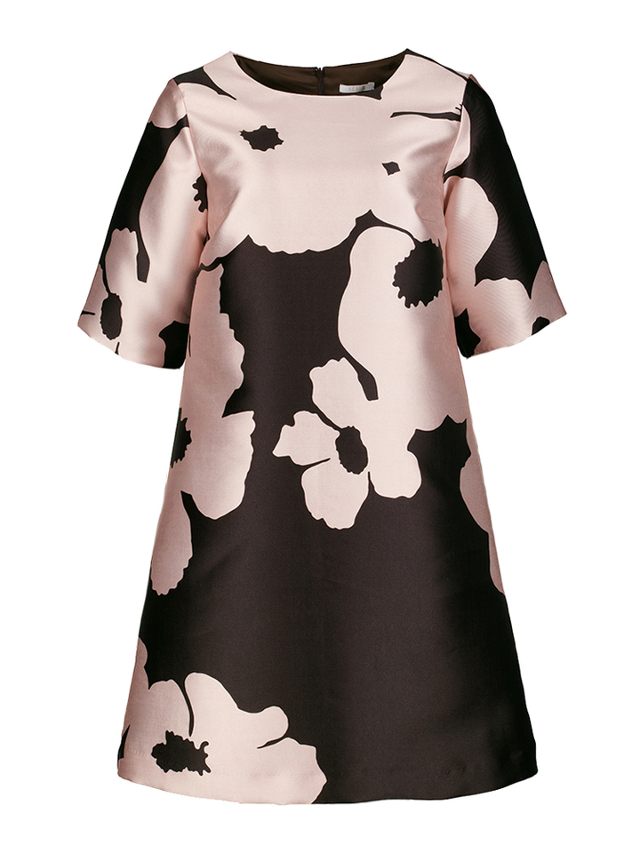 Zwarte en babyroze jurk in print Kala Senso